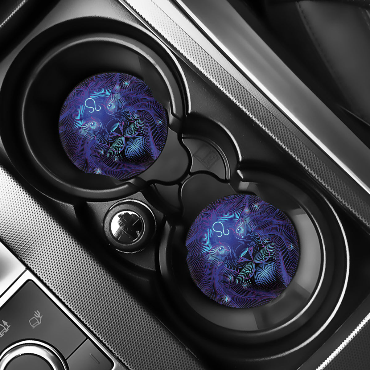 Dark Leo Zodiac Sign Print Car Coasters