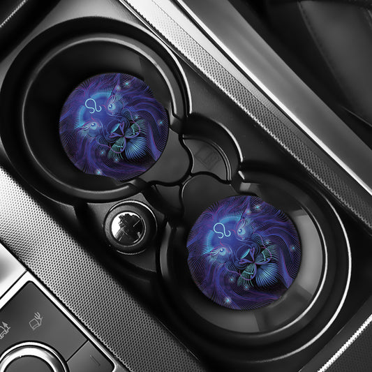 Dark Leo Zodiac Sign Print Car Coasters