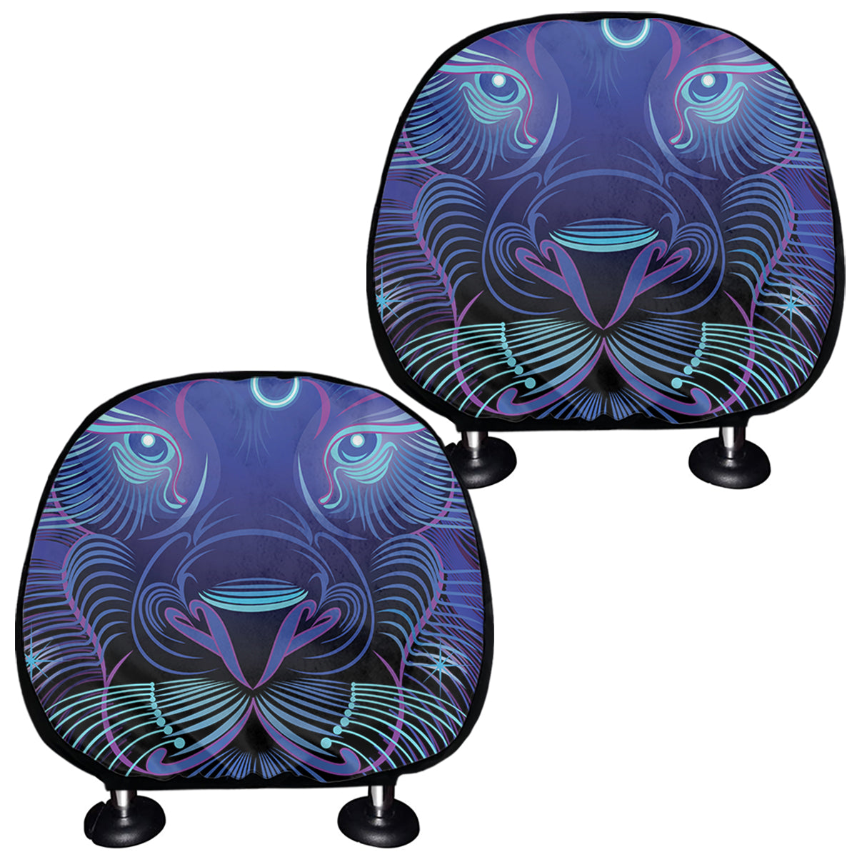 Dark Leo Zodiac Sign Print Car Headrest Covers