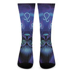 Dark Leo Zodiac Sign Print Crew Socks