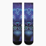 Dark Leo Zodiac Sign Print Crew Socks