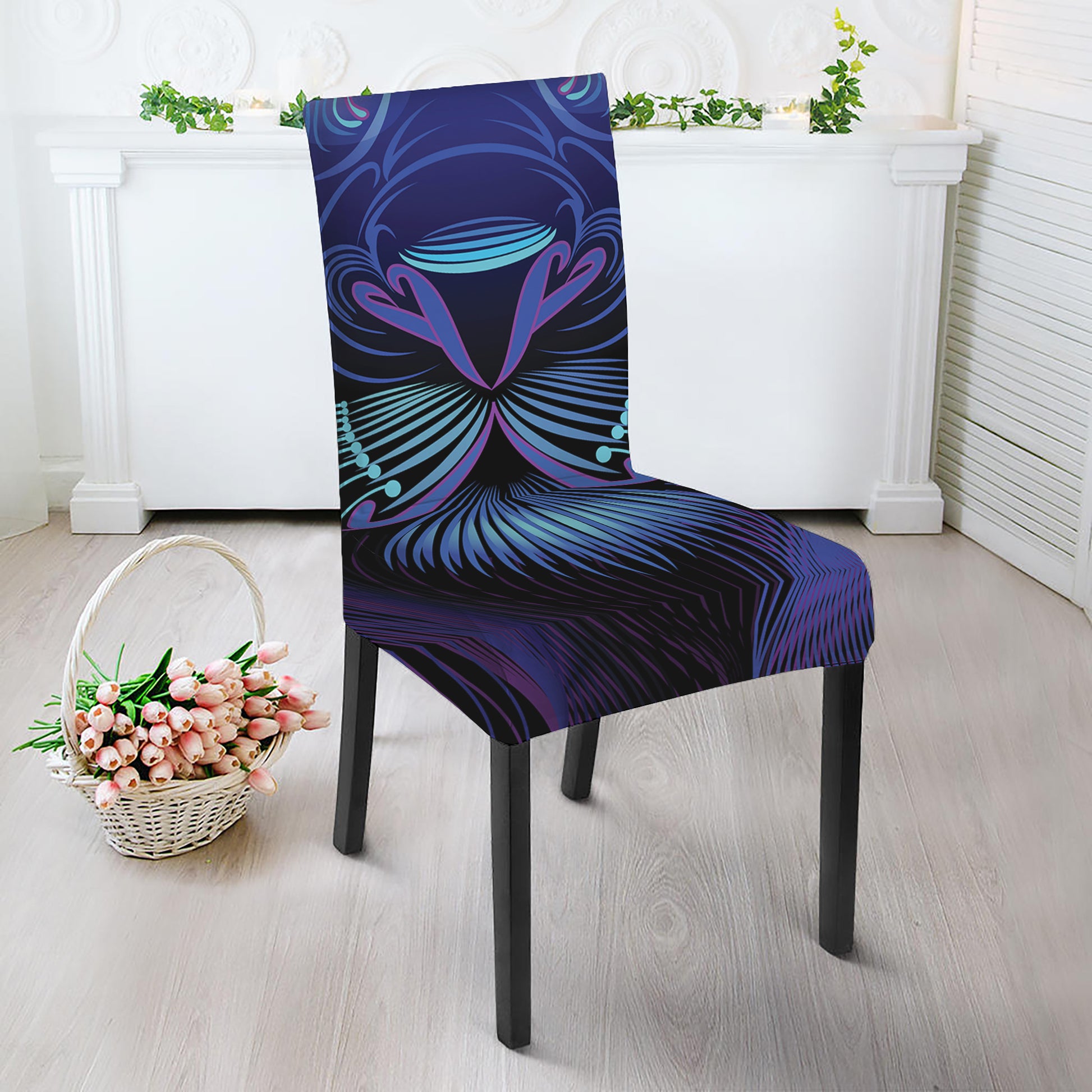 Dark Leo Zodiac Sign Print Dining Chair Slipcover
