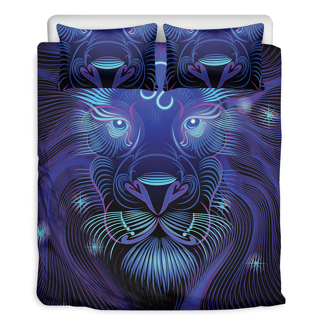 Dark Leo Zodiac Sign Print Duvet Cover Bedding Set