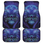 Dark Leo Zodiac Sign Print Front and Back Car Floor Mats