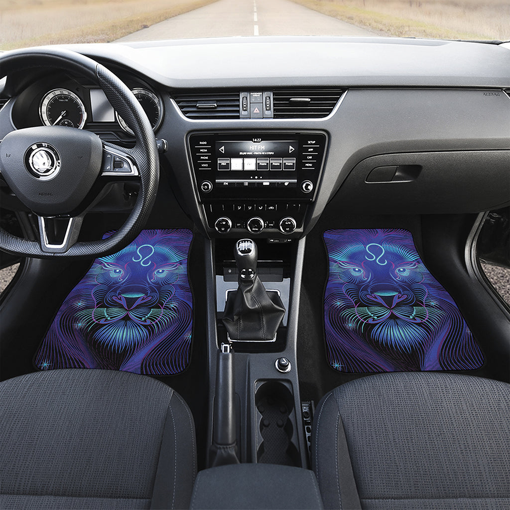 Dark Leo Zodiac Sign Print Front and Back Car Floor Mats