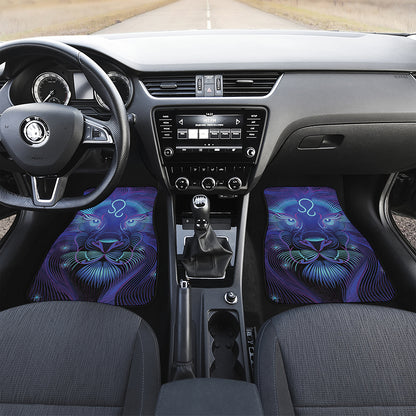 Dark Leo Zodiac Sign Print Front and Back Car Floor Mats