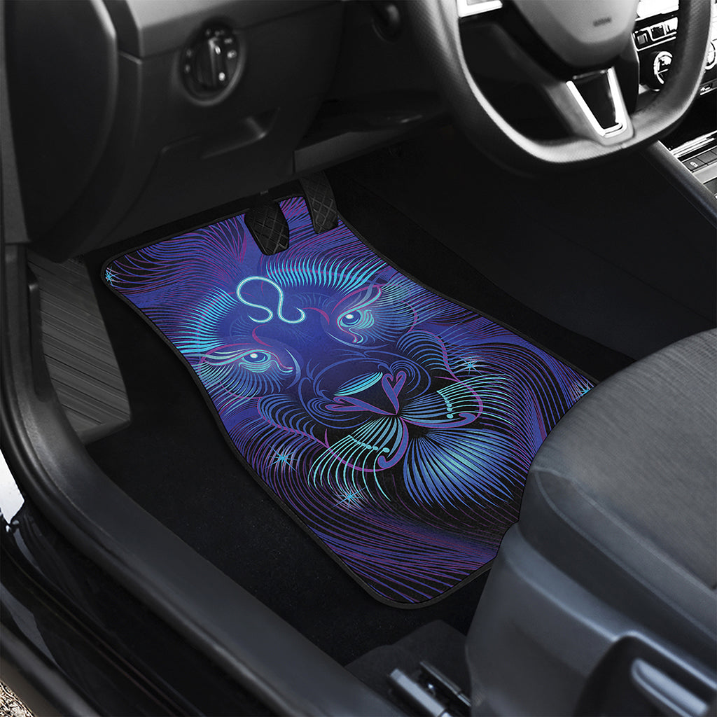 Dark Leo Zodiac Sign Print Front and Back Car Floor Mats
