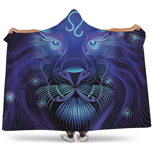 Dark Leo Zodiac Sign Print Hooded Blanket