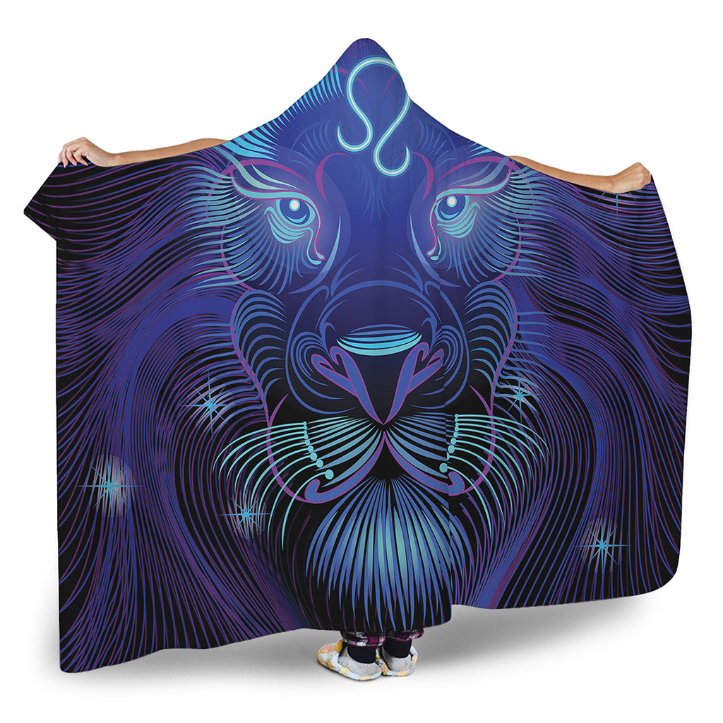 Dark Leo Zodiac Sign Print Hooded Blanket