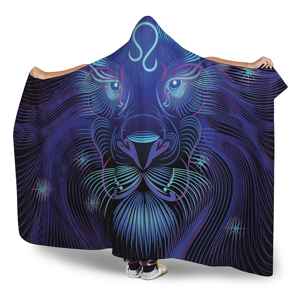 Dark Leo Zodiac Sign Print Hooded Blanket
