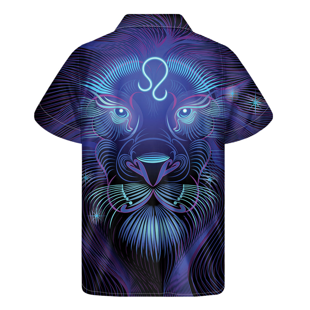 Dark Leo Zodiac Sign Print Men's Short Sleeve Shirt