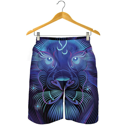 Dark Leo Zodiac Sign Print Men's Shorts