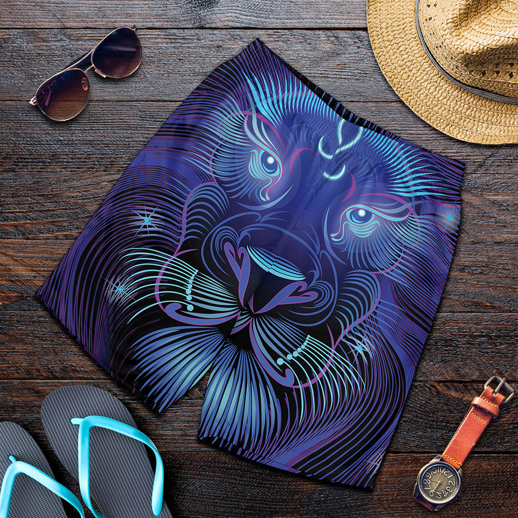 Dark Leo Zodiac Sign Print Men's Shorts