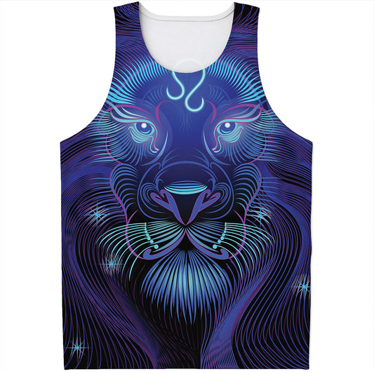 Dark Leo Zodiac Sign Print Men's Tank Top