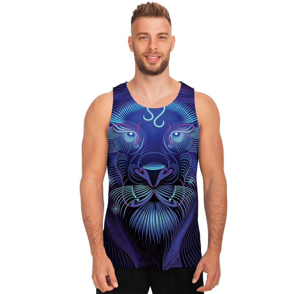Dark Leo Zodiac Sign Print Men's Tank Top