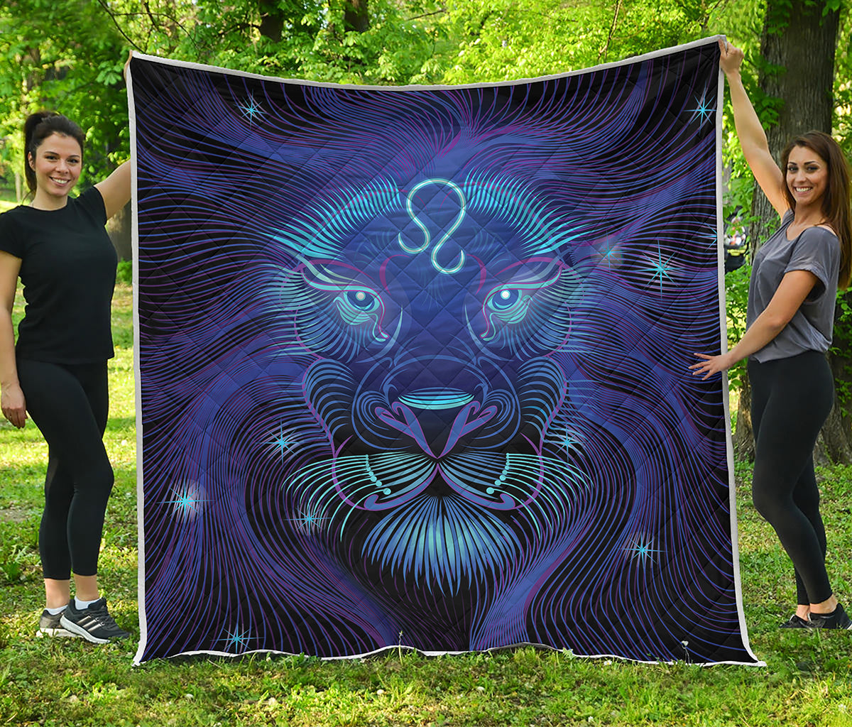 Dark Leo Zodiac Sign Print Quilt
