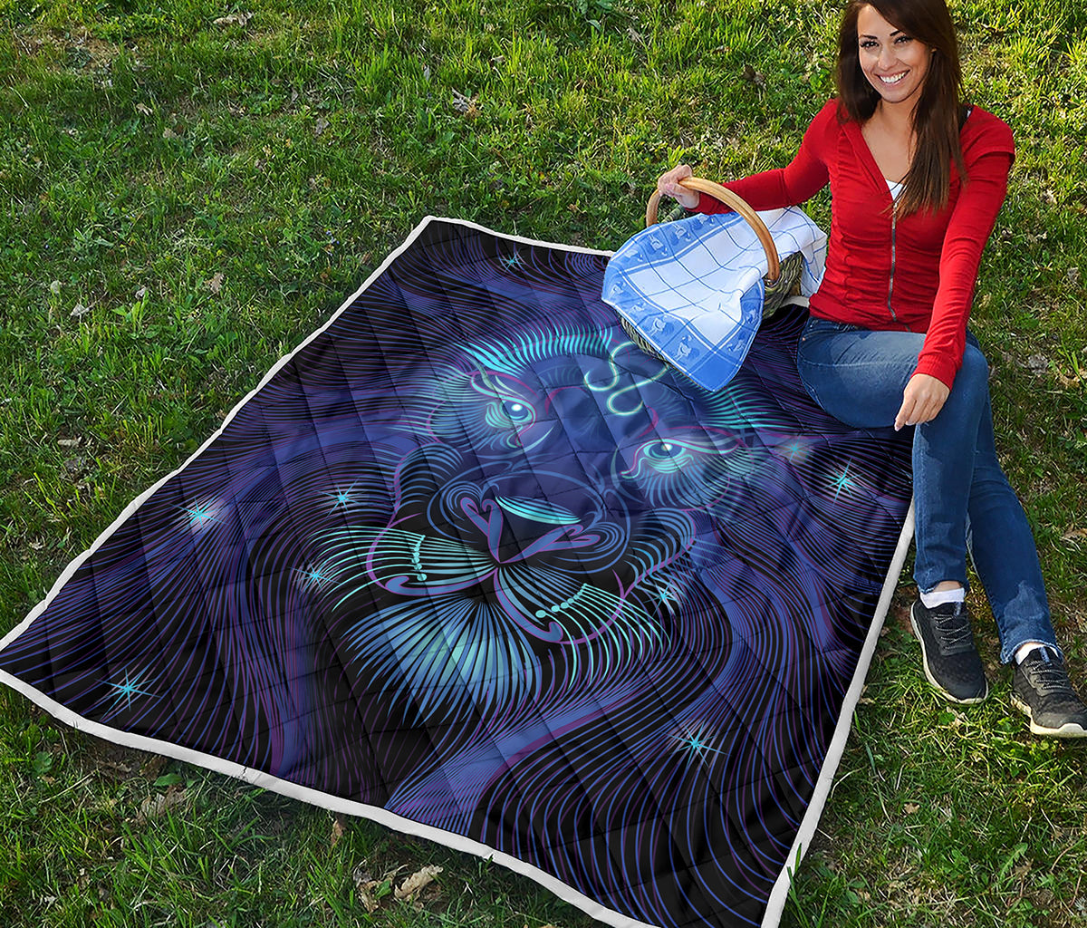 Dark Leo Zodiac Sign Print Quilt