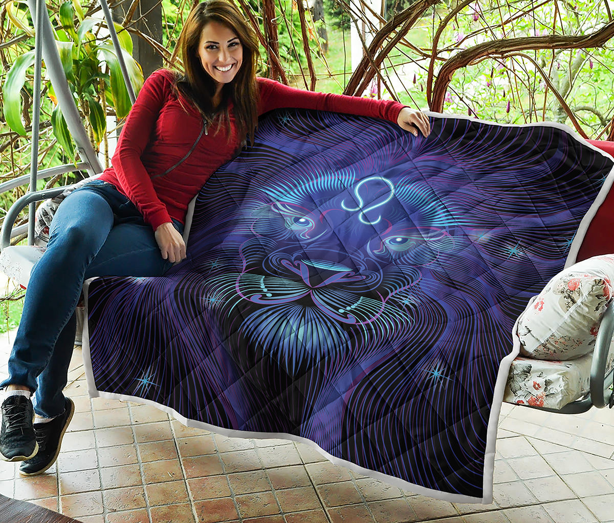 Dark Leo Zodiac Sign Print Quilt