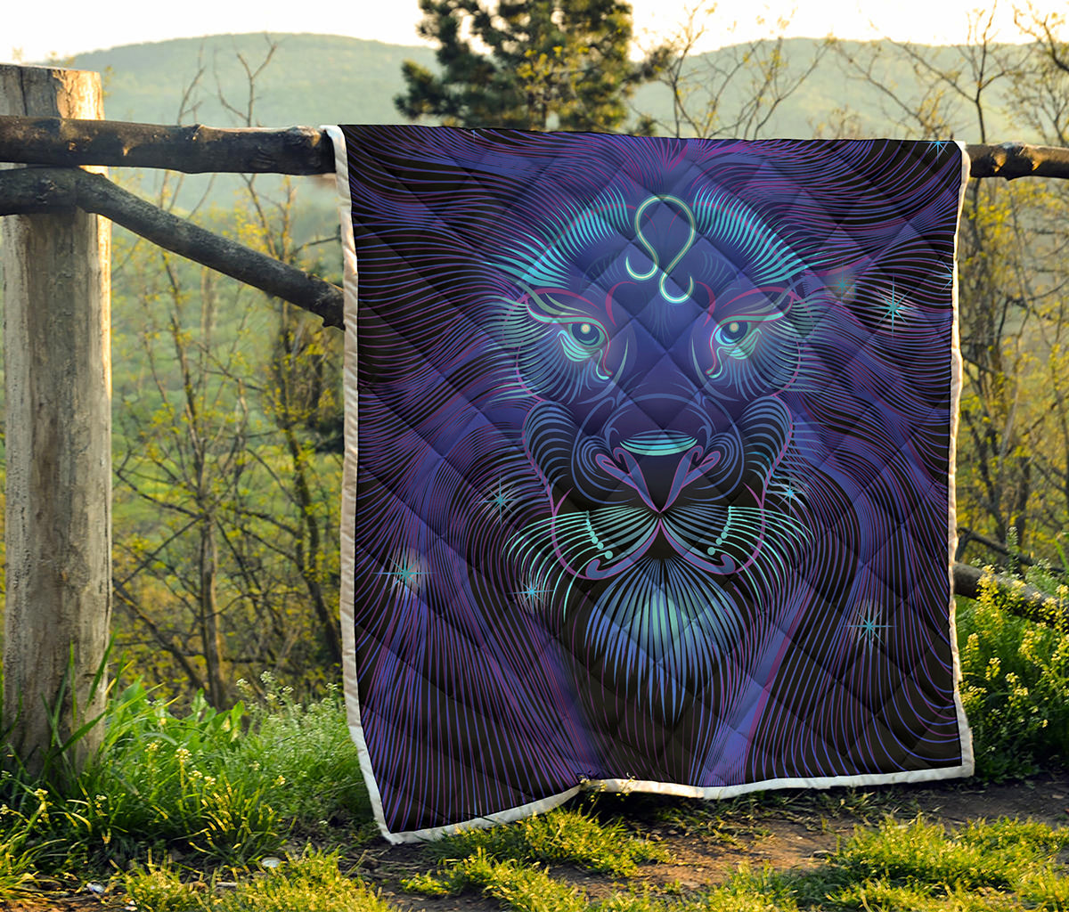 Dark Leo Zodiac Sign Print Quilt