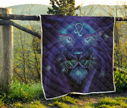 Dark Leo Zodiac Sign Print Quilt