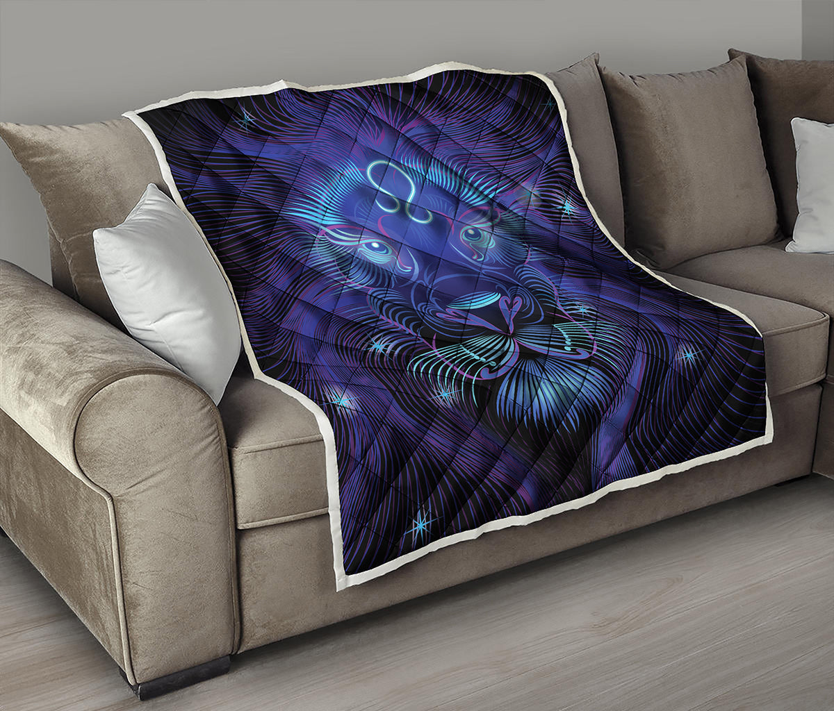 Dark Leo Zodiac Sign Print Quilt