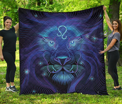 Dark Leo Zodiac Sign Print Quilt