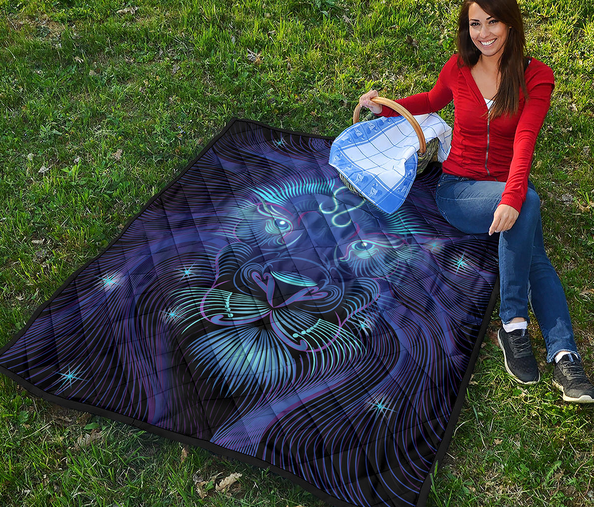 Dark Leo Zodiac Sign Print Quilt