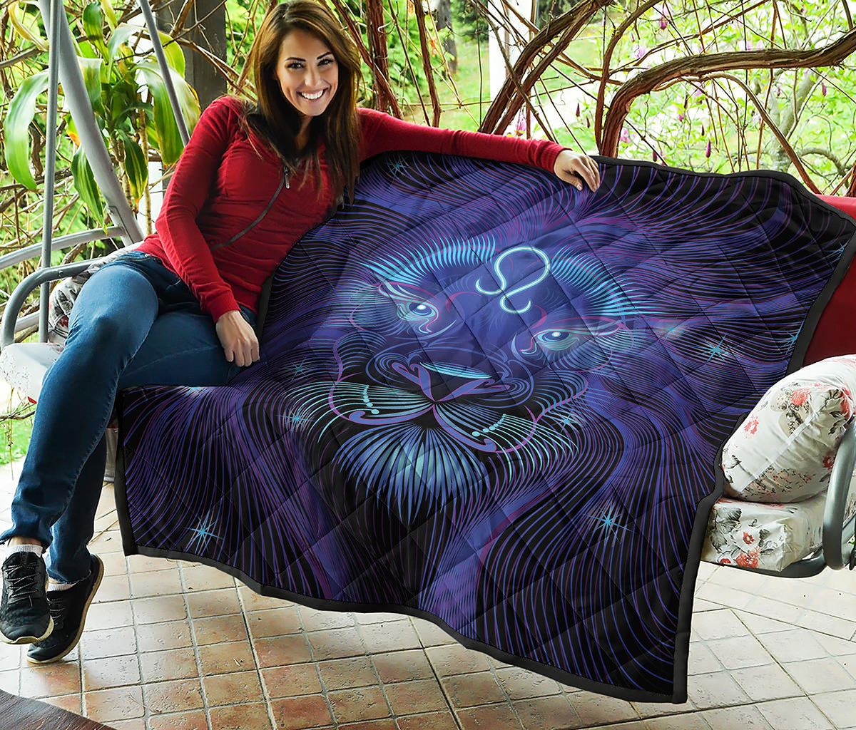 Dark Leo Zodiac Sign Print Quilt