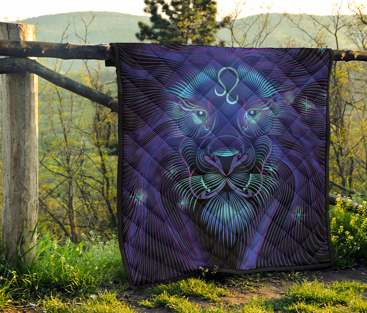 Dark Leo Zodiac Sign Print Quilt