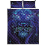 Dark Leo Zodiac Sign Print Quilt Bed Set