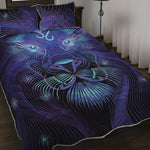 Dark Leo Zodiac Sign Print Quilt Bed Set