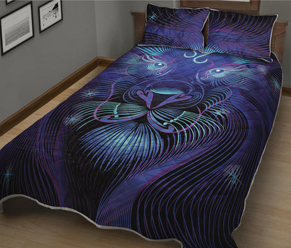 Dark Leo Zodiac Sign Print Quilt Bed Set