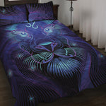 Dark Leo Zodiac Sign Print Quilt Bed Set
