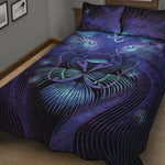 Dark Leo Zodiac Sign Print Quilt Bed Set