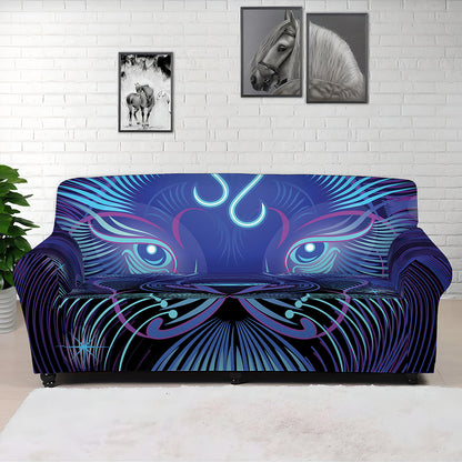 Dark Leo Zodiac Sign Print Sofa Cover