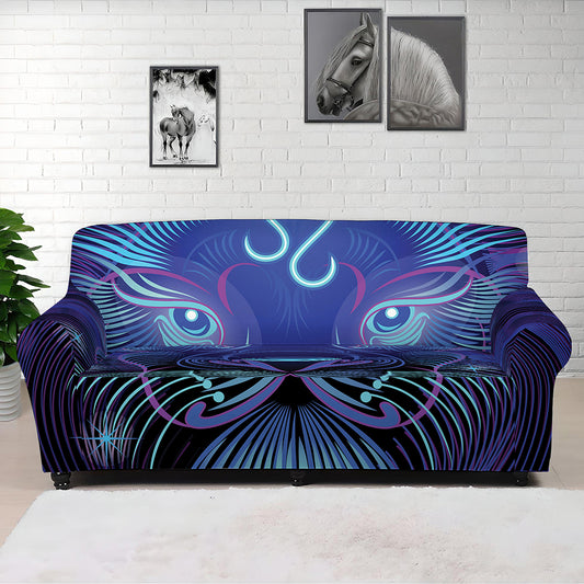 Dark Leo Zodiac Sign Print Sofa Cover