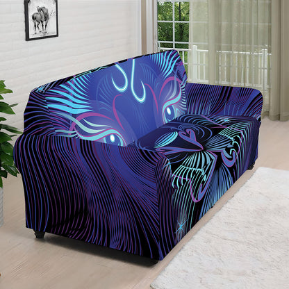 Dark Leo Zodiac Sign Print Sofa Cover