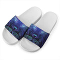 Dark Leo Zodiac Sign Print White Slide Sandals