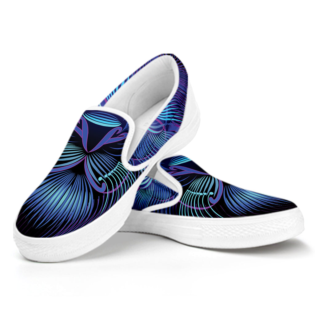 Dark Leo Zodiac Sign Print White Slip On Shoes