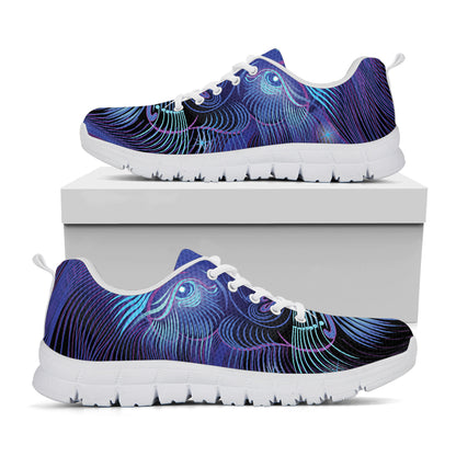 Dark Leo Zodiac Sign Print White Sneakers