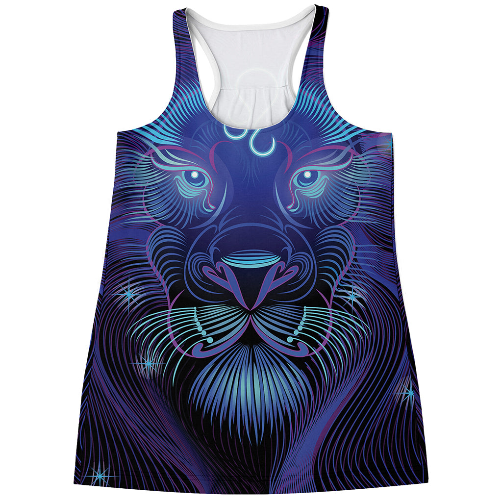 Dark Leo Zodiac Sign Print Women's Racerback Tank Top