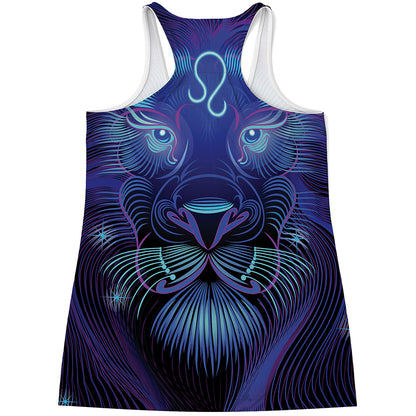 Dark Leo Zodiac Sign Print Women's Racerback Tank Top