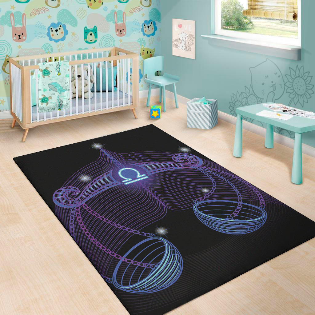 Dark Libra Zodiac Sign Print Area Rug