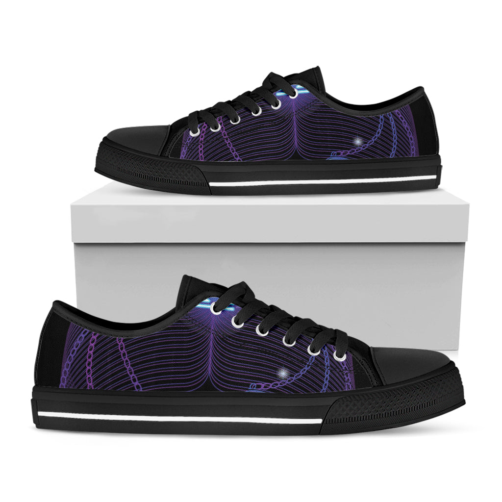 Dark Libra Zodiac Sign Print Black Low Top Shoes 