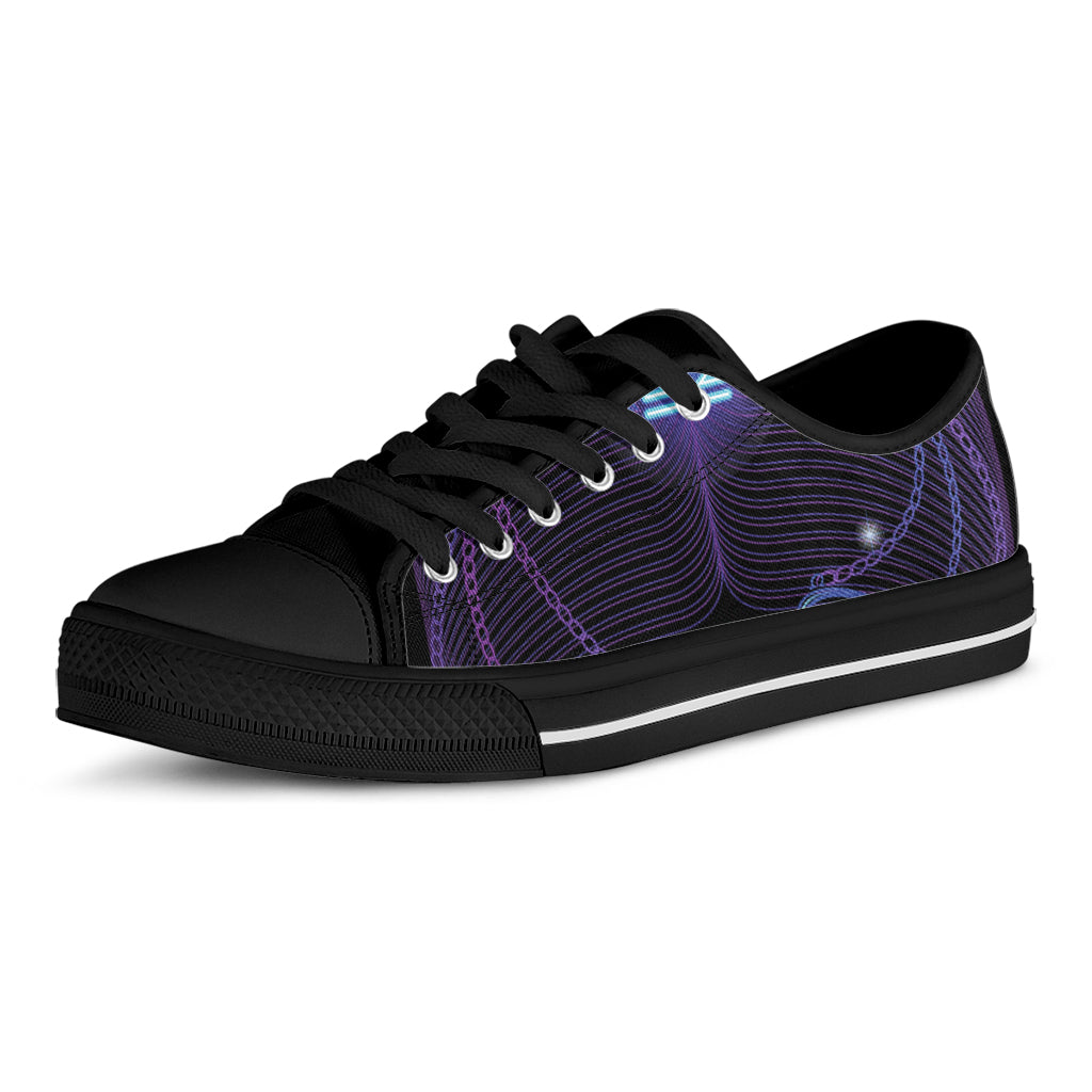 Dark Libra Zodiac Sign Print Black Low Top Shoes 