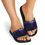 Dark Libra Zodiac Sign Print Black Slide Sandals