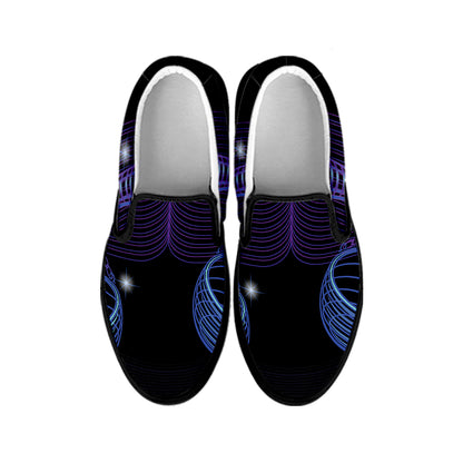 Dark Libra Zodiac Sign Print Black Slip On Shoes