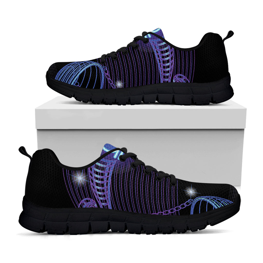 Dark Libra Zodiac Sign Print Black Sneakers