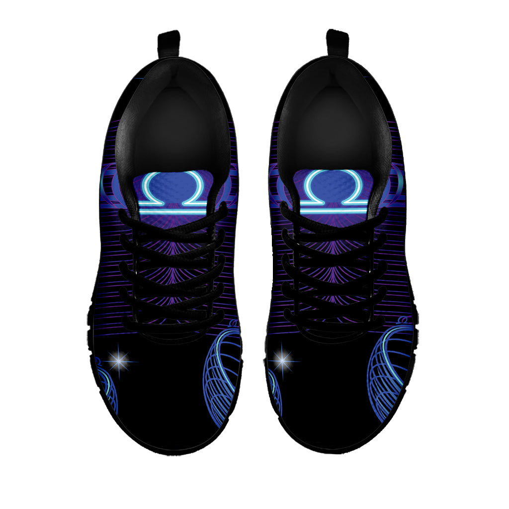 Dark Libra Zodiac Sign Print Black Sneakers