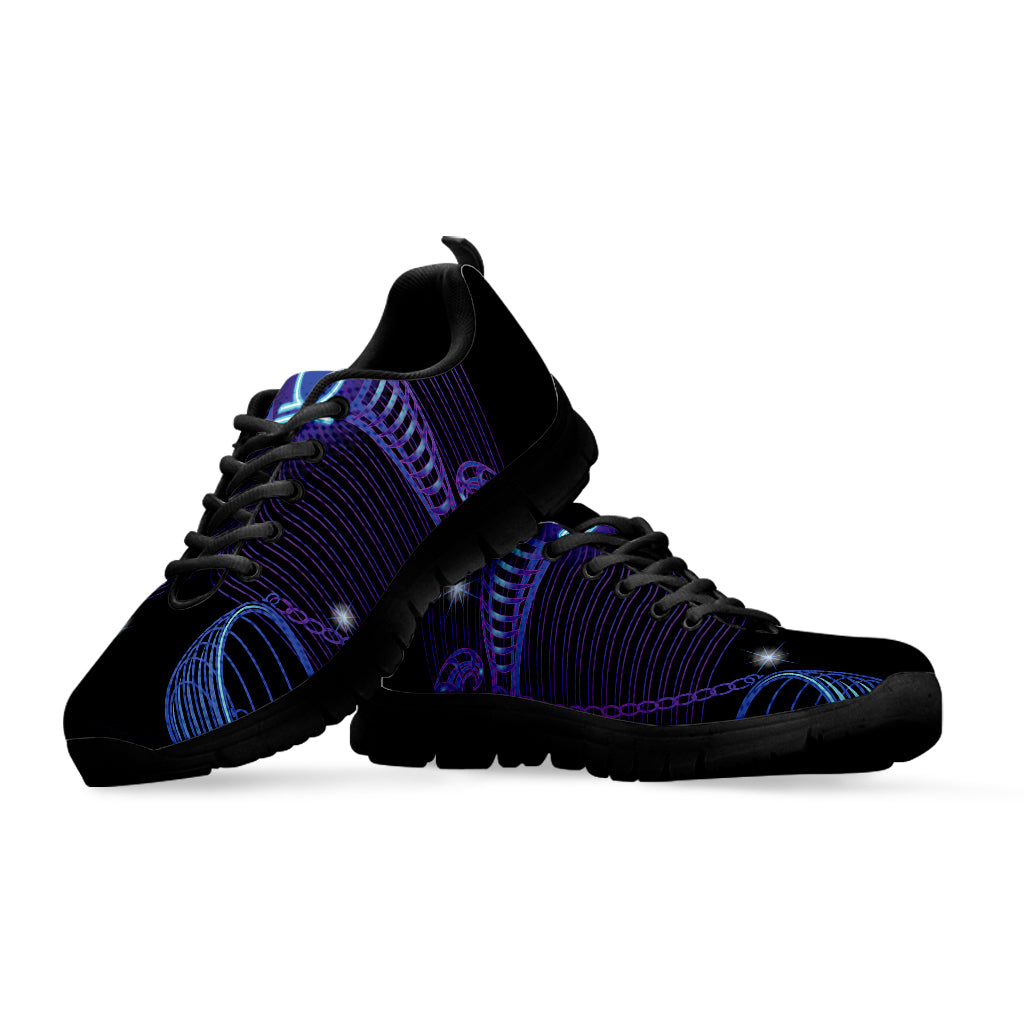 Dark Libra Zodiac Sign Print Black Sneakers